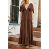 image:imageRVivimos Womens Summer Boho V Neck Short Sleeve Backless Loose Maxi Dress  Soft Flowy Fabric 2026 Vacation Beach Dress Casual Resort Wear Cruise OutfitsBrown