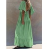 image:imageRVivimos Womens Summer Boho V Neck Short Sleeve Backless Loose Maxi Dress  Soft Flowy Fabric 2026 Vacation Beach Dress Casual Resort Wear Cruise OutfitsGreen