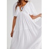 image:imageRVivimos Womens Summer Boho V Neck Short Sleeve Backless Loose Maxi Dress  Soft Flowy Fabric 2026 Vacation Beach Dress Casual Resort Wear Cruise OutfitsWhite