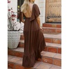 image:imageRVivimos Womens Summer Boho V Neck Short Sleeve Backless Loose Maxi Dress  Soft Flowy Fabric 2026 Vacation Beach Dress Casual Resort Wear Cruise OutfitsBrown