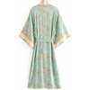 image:imageRVivimos Womens Vintage Floral Print Beach Boho Cardigan Kimono Maxi Swimwear Cover up Dress WrapAqua Green