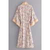 image:imageRVivimos Womens Vintage Floral Print Beach Boho Cardigan Kimono Maxi Swimwear Cover up Dress WrapWhite Pink