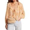image:imageRVivimos Womens Chiffon Blouse Long Sleeve Ruffle VNeck Boho Floral Print Button Down Casual Loose Top ShirtYellow