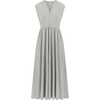 image:imageRVivimos Womens Summer 2026 Cotton Cap Sleeve V Neck Empire Waist Casual Midi Dress with PocketsGray