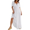 image:imageRVivimos Womens Summer Boho V Neck Short Sleeve Backless Loose Maxi Dress  Soft Flowy Fabric 2026 Vacation Beach Dress Casual Resort Wear Cruise OutfitsWhite