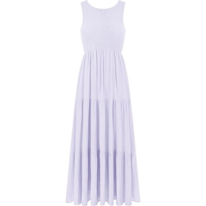 image:imageRVivimos 2026 Summer Cotton Midi Dresses for Women Casual Sleeveless Smocked ALine Tiered Flowy Tank Dress with PocketsLight Purple