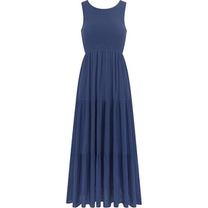 image:imageRVivimos 2026 Summer Cotton Midi Dresses for Women Casual Sleeveless Smocked ALine Tiered Flowy Tank Dress with PocketsNavy Blue