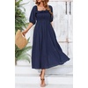 image:imageRVivimos Women Summer Cotton A Line Flowy Long Dresses  Half Sleeve Ruffled Vintage Elegant Smocked Backless Dress Maternity Shoot Baby Shower Casual Vacation OutfitsNavyblue1
