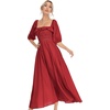 image:imageRVivimos Women Summer Cotton A Line Flowy Long Dresses  Half Sleeve Ruffled Vintage Elegant Smocked Backless Dress Maternity Shoot Baby Shower Casual Vacation OutfitsBurgundy1