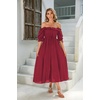 image:imageRVivimos Women Summer Cotton A Line Flowy Long Dresses  Half Sleeve Ruffled Vintage Elegant Smocked Backless Dress Maternity Shoot Baby Shower Casual Vacation OutfitsBurgundy2