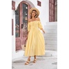 image:imageRVivimos Women Summer Cotton A Line Flowy Long Dresses  Half Sleeve Ruffled Vintage Elegant Smocked Backless Dress Maternity Shoot Baby Shower Casual Vacation OutfitsLightyellow2