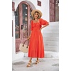 image:imageRVivimos Women Summer Cotton A Line Flowy Long Dresses  Half Sleeve Ruffled Vintage Elegant Smocked Backless Dress Maternity Shoot Baby Shower Casual Vacation OutfitsRed2