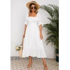 image:imageRVivimos Women Summer Cotton A Line Flowy Long Dresses  Half Sleeve Ruffled Vintage Elegant Smocked Backless Dress Maternity Shoot Baby Shower Casual Vacation OutfitsWhite2