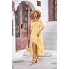 image:imageRVivimos Women Summer Cotton A Line Flowy Long Dresses  Half Sleeve Ruffled Vintage Elegant Smocked Backless Dress Maternity Shoot Baby Shower Casual Vacation OutfitsLightyellow2