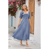 image:imageRVivimos Women Summer Cotton A Line Flowy Long Dresses  Half Sleeve Ruffled Vintage Elegant Smocked Backless Dress Maternity Shoot Baby Shower Casual Vacation OutfitsHazeblue2