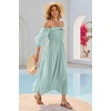 image:imageRVivimos Women Summer Cotton A Line Flowy Long Dresses  Half Sleeve Ruffled Vintage Elegant Smocked Backless Dress Maternity Shoot Baby Shower Casual Vacation OutfitsGreen1