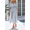 image:imageRVivimos Women Summer Cotton A Line Flowy Long Dresses  Half Sleeve Ruffled Vintage Elegant Smocked Backless Dress Maternity Shoot Baby Shower Casual Vacation OutfitsLightblue2polkadot