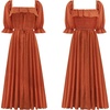 image:imageRVivimos Women Summer Cotton A Line Flowy Long Dresses  Half Sleeve Ruffled Vintage Elegant Smocked Backless Dress Maternity Shoot Baby Shower Casual Vacation OutfitsOrange2