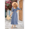 image:imageRVivimos Women Summer Cotton A Line Flowy Long Dresses  Half Sleeve Ruffled Vintage Elegant Smocked Backless Dress Maternity Shoot Baby Shower Casual Vacation OutfitsHazeblue2