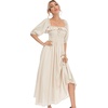 image:imageRVivimos Women Summer Cotton A Line Flowy Long Dresses  Half Sleeve Ruffled Vintage Elegant Smocked Backless Dress Maternity Shoot Baby Shower Casual Vacation OutfitsBeige1