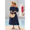 image:imageRVivimos Women Summer Cotton A Line Flowy Long Dresses  Half Sleeve Ruffled Vintage Elegant Smocked Backless Dress Maternity Shoot Baby Shower Casual Vacation OutfitsNavyblue1