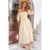 image:imageRVivimos Women Summer Cotton A Line Flowy Long Dresses  Half Sleeve Ruffled Vintage Elegant Smocked Backless Dress Maternity Shoot Baby Shower Casual Vacation OutfitsBeige2