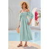 image:imageRVivimos Women Summer Cotton A Line Flowy Long Dresses  Half Sleeve Ruffled Vintage Elegant Smocked Backless Dress Maternity Shoot Baby Shower Casual Vacation OutfitsGreen1