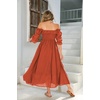 image:imageRVivimos Women Summer Cotton A Line Flowy Long Dresses  Half Sleeve Ruffled Vintage Elegant Smocked Backless Dress Maternity Shoot Baby Shower Casual Vacation OutfitsOrange2
