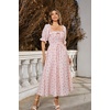 image:imageRVivimos Women Summer Cotton A Line Flowy Long Dresses  Half Sleeve Ruffled Vintage Elegant Smocked Backless Dress Maternity Shoot Baby Shower Casual Vacation OutfitsPink2floral