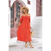 image:imageRVivimos Women Summer Cotton A Line Flowy Long Dresses  Half Sleeve Ruffled Vintage Elegant Smocked Backless Dress Maternity Shoot Baby Shower Casual Vacation OutfitsRed2