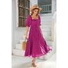 image:imageRVivimos Women Summer Cotton A Line Flowy Long Dresses  Half Sleeve Ruffled Vintage Elegant Smocked Backless Dress Maternity Shoot Baby Shower Casual Vacation OutfitsMagenta2