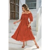 image:imageRVivimos Women Summer Cotton A Line Flowy Long Dresses  Half Sleeve Ruffled Vintage Elegant Smocked Backless Dress Maternity Shoot Baby Shower Casual Vacation OutfitsOrange2