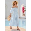 image:imageRVivimos Women Summer Cotton A Line Flowy Long Dresses  Half Sleeve Ruffled Vintage Elegant Smocked Backless Dress Maternity Shoot Baby Shower Casual Vacation OutfitsSkyblue