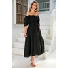 image:imageRVivimos Women Summer Cotton A Line Flowy Long Dresses  Half Sleeve Ruffled Vintage Elegant Smocked Backless Dress Maternity Shoot Baby Shower Casual Vacation OutfitsBlack2