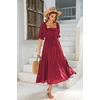 image:imageRVivimos Women Summer Cotton A Line Flowy Long Dresses  Half Sleeve Ruffled Vintage Elegant Smocked Backless Dress Maternity Shoot Baby Shower Casual Vacation OutfitsBurgundy2
