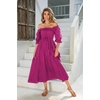 image:imageRVivimos Women Summer Cotton A Line Flowy Long Dresses  Half Sleeve Ruffled Vintage Elegant Smocked Backless Dress Maternity Shoot Baby Shower Casual Vacation OutfitsMagenta2