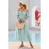 image:imageRVivimos Women Summer Cotton A Line Flowy Long Dresses  Half Sleeve Ruffled Vintage Elegant Smocked Backless Dress Maternity Shoot Baby Shower Casual Vacation OutfitsGreen1