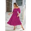 image:imageRVivimos Women Summer Cotton A Line Flowy Long Dresses  Half Sleeve Ruffled Vintage Elegant Smocked Backless Dress Maternity Shoot Baby Shower Casual Vacation OutfitsMagenta2