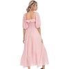 image:imageRVivimos Women Summer Cotton A Line Flowy Long Dresses  Half Sleeve Ruffled Vintage Elegant Smocked Backless Dress Maternity Shoot Baby Shower Casual Vacation OutfitsPink1