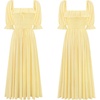 image:imageRVivimos Women Summer Cotton A Line Flowy Long Dresses  Half Sleeve Ruffled Vintage Elegant Smocked Backless Dress Maternity Shoot Baby Shower Casual Vacation OutfitsLightyellow2
