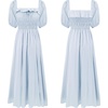 image:imageRVivimos Women Summer Cotton A Line Flowy Long Dresses  Half Sleeve Ruffled Vintage Elegant Smocked Backless Dress Maternity Shoot Baby Shower Casual Vacation OutfitsSkyblue