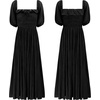 image:imageRVivimos Women Summer Cotton A Line Flowy Long Dresses  Half Sleeve Ruffled Vintage Elegant Smocked Backless Dress Maternity Shoot Baby Shower Casual Vacation OutfitsBlack1