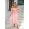 image:imageRVivimos Women Summer Cotton A Line Flowy Long Dresses  Half Sleeve Ruffled Vintage Elegant Smocked Backless Dress Maternity Shoot Baby Shower Casual Vacation OutfitsPink2