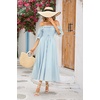 image:imageRVivimos Women Summer Cotton A Line Flowy Long Dresses  Half Sleeve Ruffled Vintage Elegant Smocked Backless Dress Maternity Shoot Baby Shower Casual Vacation OutfitsSkyblue2