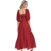image:imageRVivimos Women Summer Cotton A Line Flowy Long Dresses  Half Sleeve Ruffled Vintage Elegant Smocked Backless Dress Maternity Shoot Baby Shower Casual Vacation OutfitsBurgundy1