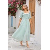image:imageRVivimos Women Summer Cotton A Line Flowy Long Dresses  Half Sleeve Ruffled Vintage Elegant Smocked Backless Dress Maternity Shoot Baby Shower Casual Vacation OutfitsGreen2