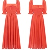 image:imageRVivimos Women Summer Cotton A Line Flowy Long Dresses  Half Sleeve Ruffled Vintage Elegant Smocked Backless Dress Maternity Shoot Baby Shower Casual Vacation OutfitsRed2