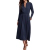 image:imageRVivimos Womens Fall Long Sleeve Elastic Waist Midi Dress with Pockets  Soft Cotton Material 2026 Spring V Neck ALine Long Dress Casual Daily Office Work Vacation OutfitsNavy Blue