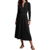 image:imageRVivimos Womens Fall Long Sleeve Elastic Waist Midi Dress with Pockets  Soft Cotton Material 2026 Spring V Neck ALine Long Dress Casual Daily Office Work Vacation OutfitsBlack
