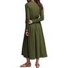 image:imageRVivimos Womens Fall Long Sleeve Elastic Waist Midi Dress with Pockets  Soft Cotton Material 2026 Spring V Neck ALine Long Dress Casual Daily Office Work Vacation OutfitsArmy Green